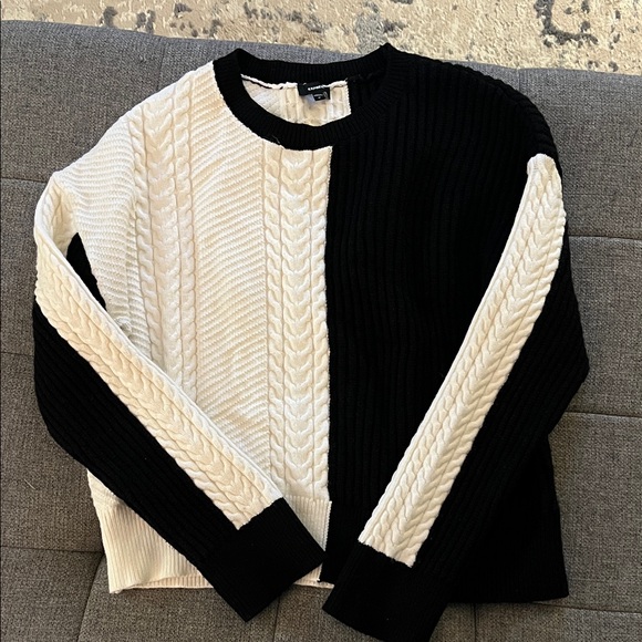 Express Two-Tone Cable Knit Sweater - Picture 1 of 3